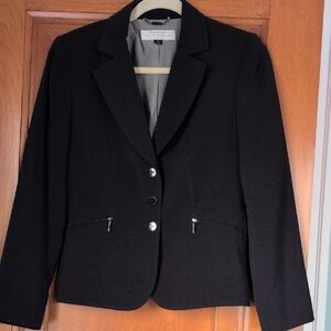 Tahari ASL Black Women's Tailored Blazer with Zip Pockets